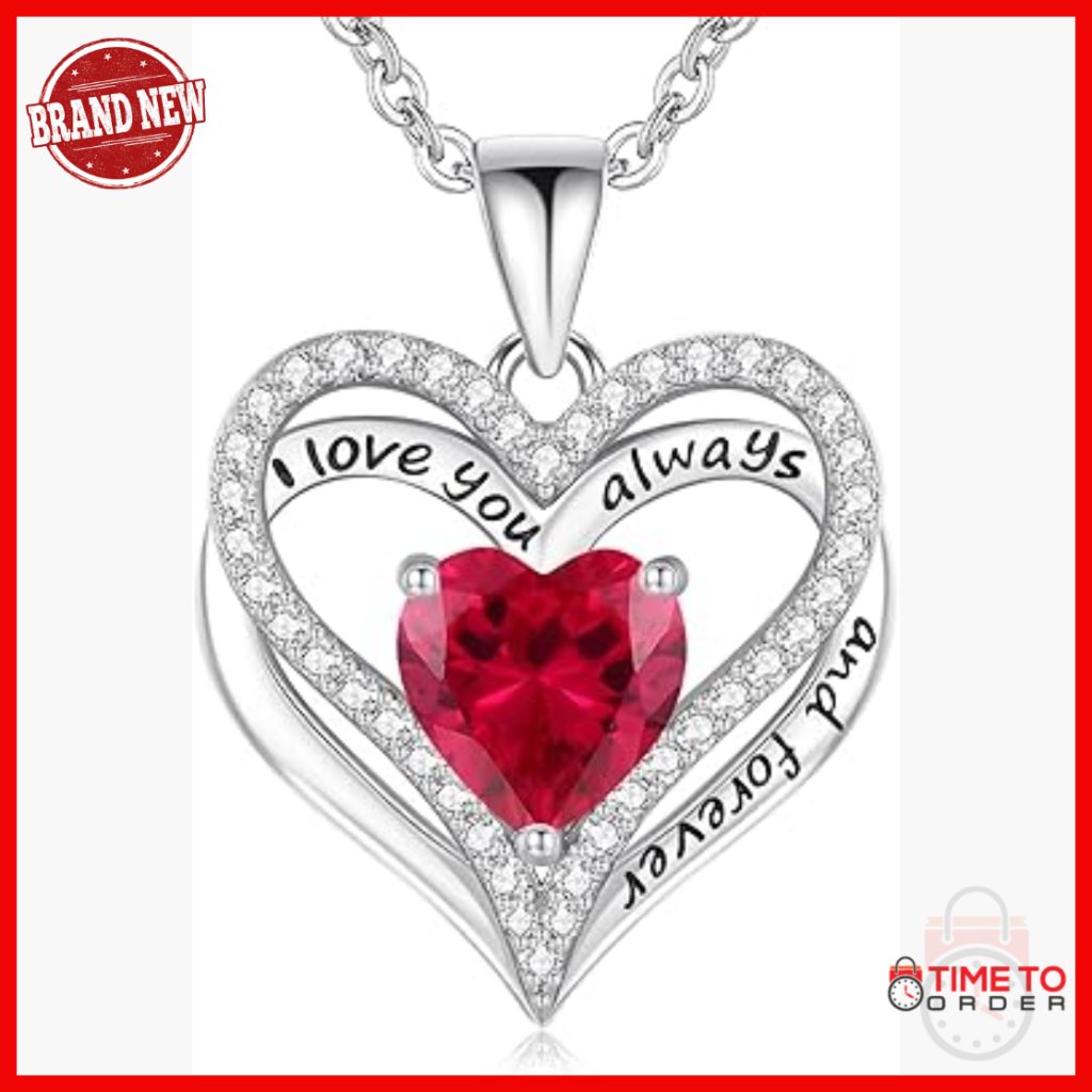 Sterling Silver Heart Pendant Necklace With Birthstone, Gift Ready